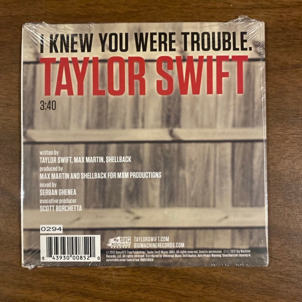 Taylor Swift I Knew You Were Trouble Single Numbered Sealed - Picture 2 of 2
